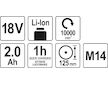 Bruska úhlová AKU 125 mm 18V 10000 ot.