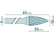 Fréza karbidová, ostrý oblouk, ø 10x20 mm, stopka 6 mm - EXTOL INDUSTRIAL