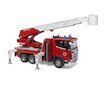 Hasičský vůz Scania Super 560R s otočným žebříkem a majákem se zvukem - BRUDER