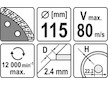 Kotouč řezný diamantový 115 x 22,2 x 2,4 mm turbo