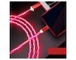 Magnetický nabíjecí USB kabel s LED podsvícením, 3v1, 1m, červený KAXL