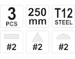 Sada pilníků zámečnických 250 mm 3 ks