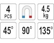 Sada svařovacích magnetických úhelníků mini 4ks