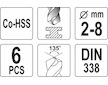 Sada vrtáků na kov 6ks HSS-COBALT 2-8mm