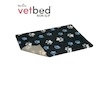 Vetbed protiskluz / Drybed grafitová modré a bílé packy DELUXE 75 x 50 cm, vlas 30 mm