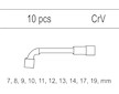 Vložka do zásuvky - klíče nástrčné 7-19mm, 10ks CrV