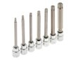 Zástrčné hlavice TORX 3/8", rozměry T25 - T60, prodloužené 110 mm, sada 7 ks SATRA