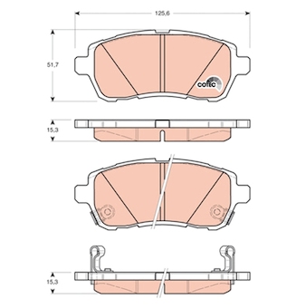 Sada brzdových destiček, kotoučová brzda TRW GDB3437
