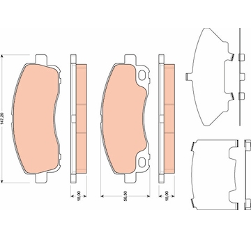 Sada brzdových destiček, kotoučová brzda TRW GDB3487