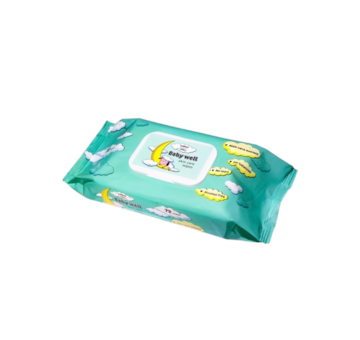 BABY WELL vlhčené utěrky s clipem, zelené, Aloe Vera 72ks Welldone