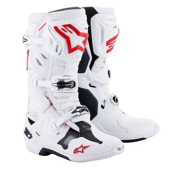 boty TECH 10 SUPERVENTED, ALPINESTARS, perforované (bílá/červená/černá, vel. 44,5)