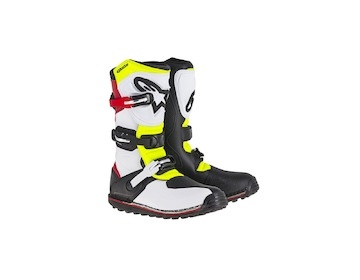 boty TECH TRIAL 2021, ALPINESTARS (bílá/červená/žlutá fluo/černá, vel. 43)
