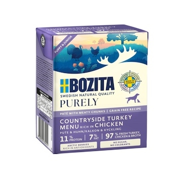 Bozita Purely Dog Puppy & Junior paté s krůtím a kuřecím GF 370 g