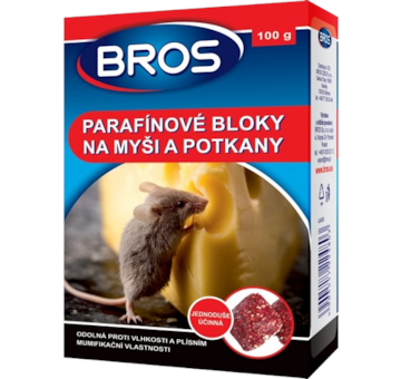 Bros kostky proti myším a krysám 100g (parafínové bloky)