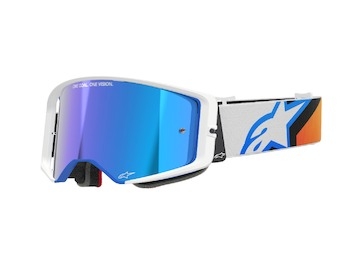brýle SUPERTECH CORP, ALPINESTARS (modrá/oranžová, zrcadlové modré plexi) 2025