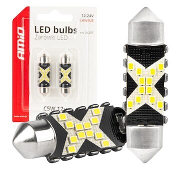 CANBUS LED žárovky 12SMD Festoon C5W 2016 39mm White 12/24V AMIO-04237