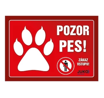 Cedulka Juko POZOR PES
