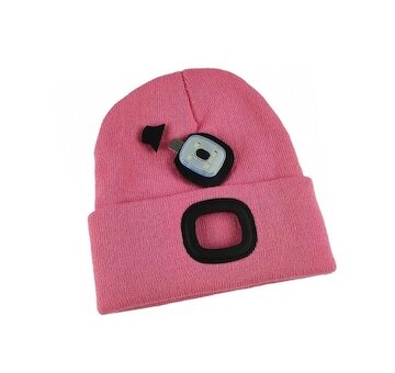 Čepice LED dětská, růžová, 4xSMD LED, USB nabíjení