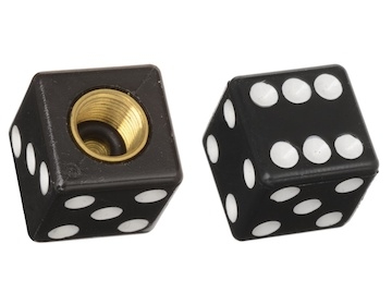 čepičky ventilků Lucky Dice, OXFORD (černé, pár)