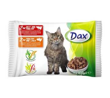 Dax Cat hovězí & drůbeží ,kapsička 100 g (4 pack)