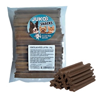 Dentální kříž Játra JUKO Snacks 1 kg (cca 42 - 51 ks)