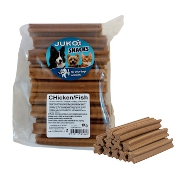 Dentální kříž Kuřecí/rybí JUKO Snacks 1 kg (cca 50 ks)