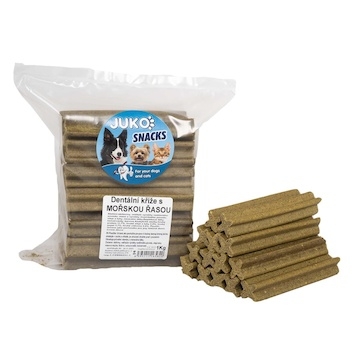 Dentální kříž s Mořskou řasou JUKO Snacks 1 kg (cca 37 ks)