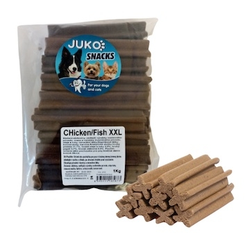 Dentální kříž XXL Kuřecí/rybí JUKO Snacks 1 kg (cca 34 ks)