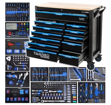 Dílenský vozík s nářadím PERFORMANCE, 12 zásuvek, 713 ks TAGRED