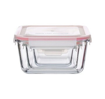Dóza na potraviny čtvercová, borosilikátové sklo/PP, Clip, sada 3 ks - MagicHome