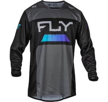 dres KINETIC RELOAD, FLY RACING - USA (šedá/černá/modrá, vel. L)