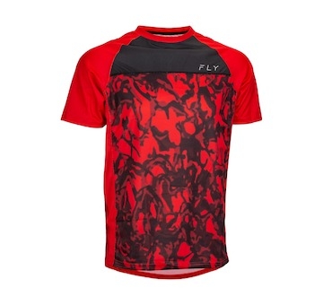 dres SUPER D, FLY RACING - USA (červená camo/černá, vel. S)