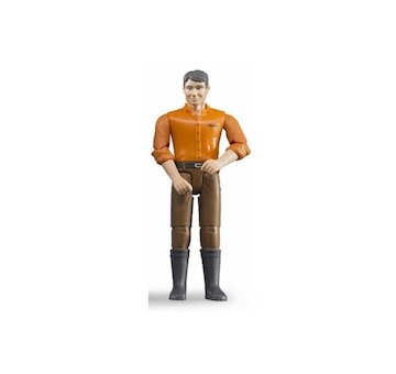 Figurka - Muž (světlá pleť), hnědé kalhoty a oranžová košile 60007 BRUDER