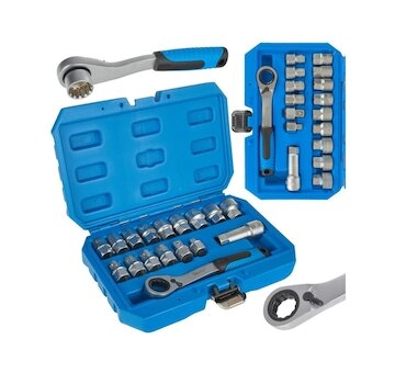 Gola sada s průchozí ráčnou, hlavice s profilem Gear Lock 10-24mm, sada 17ks GEKO