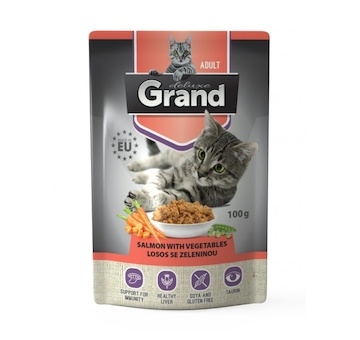 Grand deluxe Cat losos se zeleninou, kapsička 100 g