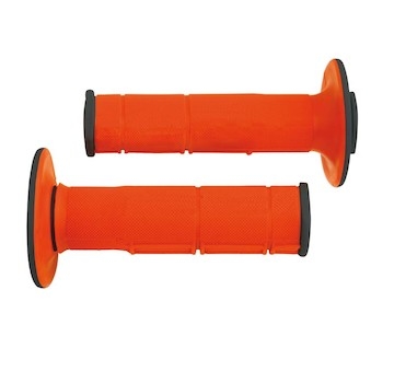 gripy Racing (dvouvrstvé, měkké), RTECH (oranžovo-černé, pár, délka 116 mm)