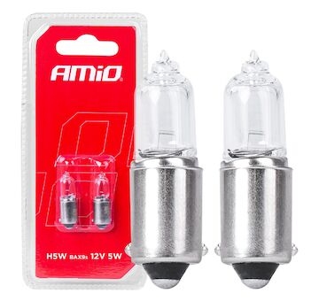 Halogenové žárovky H5W 12V 5W BAX9S white 2ks blister AMIO-03354