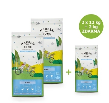 Harper and Bone Dog Puppy příchutě farmy AKCE 2 x 12 kg + 2 kg ZDARMA