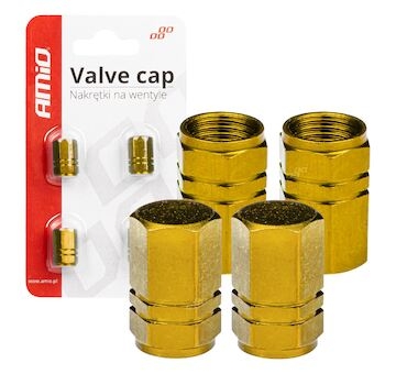 Hliníkové čepičky na ventil žlutá 4 ks AMIO-03633