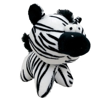Hračka pes - plyšová zebra pískací 12 cm