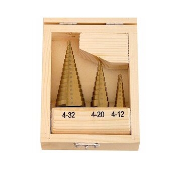 HSS stupňový vrták, sada 3ks, 4-32mm, 4-20mm, 4-12mm GEKO