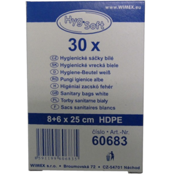 Hygienické sáčky 30ks dámské, mikrotenové (80x60x250mm), 15my
