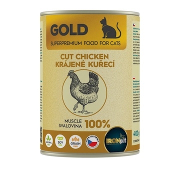 IRONpet Gold Cat Kuřecí krájená svalovina, konzerva 400 g