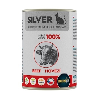 IRONpet Silver Cat Hovězí 100% masa, konzerva 400 g