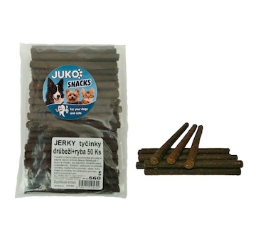 Jerky tyčinky Drůbeží & ryba JUKO Snacks (50 ks)