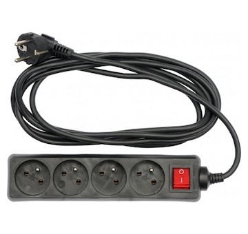 Kabel prodlužovací 5 m vypínač 4 zásuvky