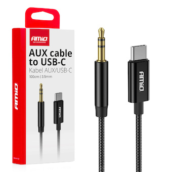 Kabel USB-C na TYP AUX Mini Jack 3,5mm 1m AMiO-04294