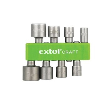 Klíče nástrčné do vrtačky, sada 8ks, 5-13mm, uchycení 1/4" šestihran, CrV, EXTOL CRAFT