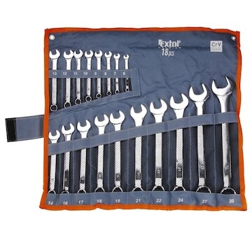 Klíče očkoploché, sada 18ks, 6-30mm, CrV, EXTOL PREMIUM
