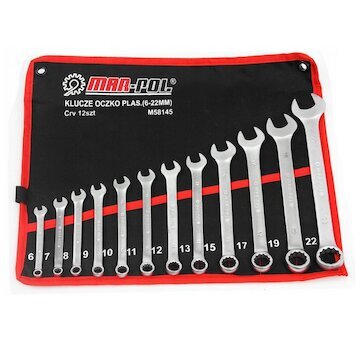 Klíče očkové-otevřené 12ks 6-22mm CrV MAR-POL, skládací obal